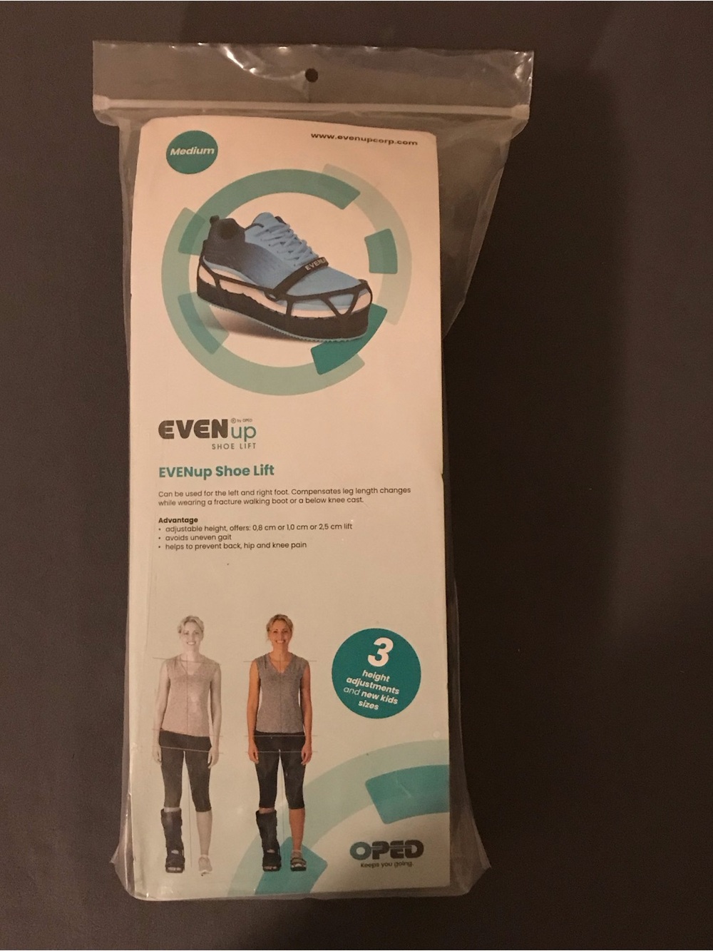 Even Up Shoe Lift Size Medium Adjustable Leg Length Balancer Walking Aid